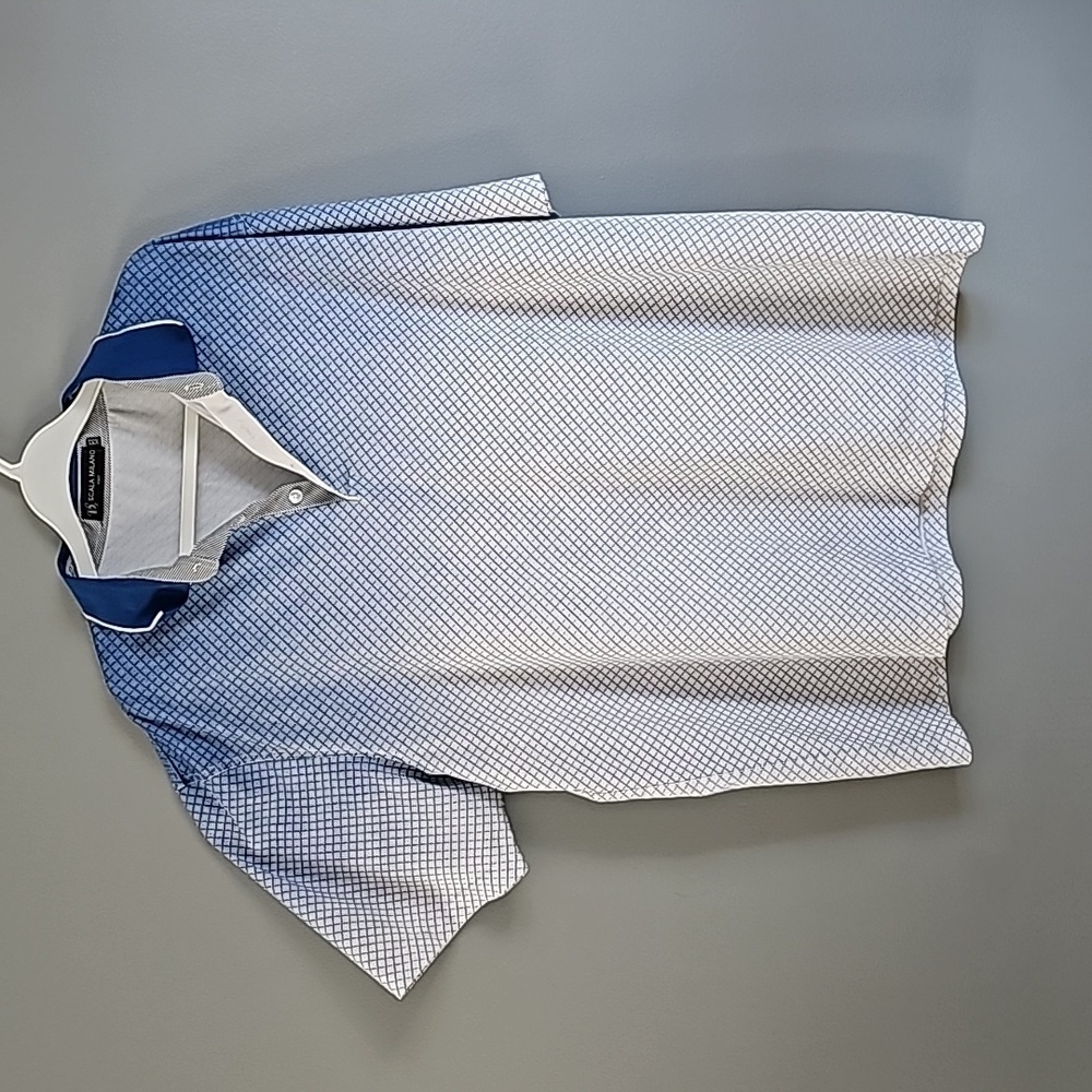 Scala  Milano Italy Blue Ombré Polo Shirt, Sz XXL
